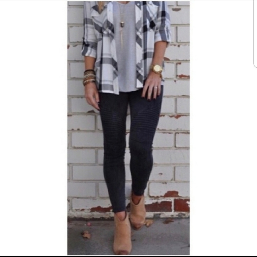 RELISTED Marsala moto zip biker jean leggings - Picture 3 of 8